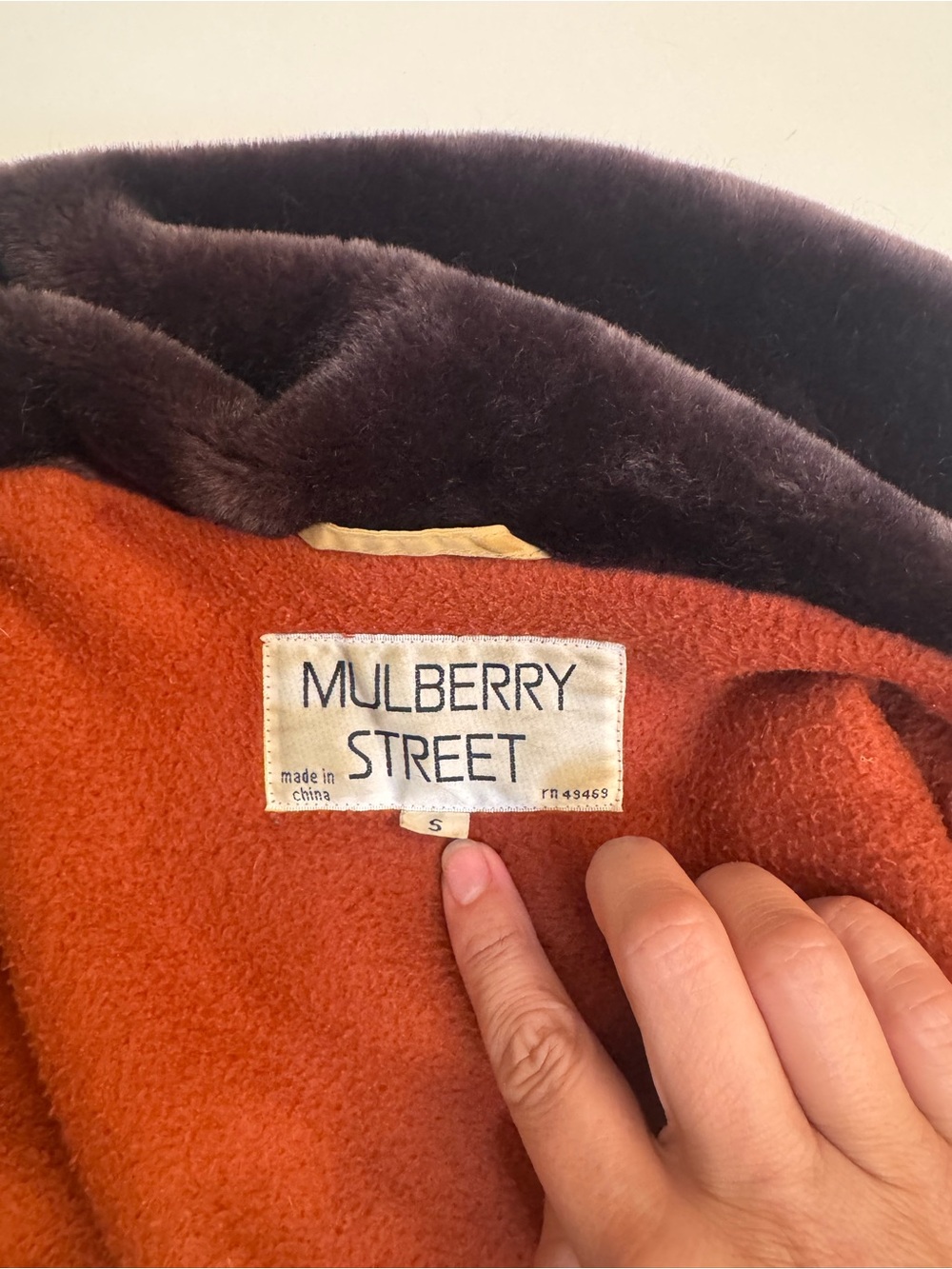 Vintage Mulberry Street Faux Fur Geometric Applique Coat S Colorblock - Picture 7 of 8